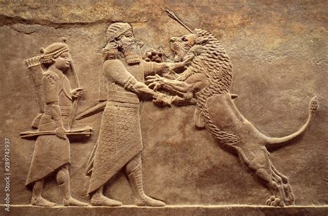 Plakat Assyrian Relief Of Royal Lion Hunt Babylonian And Sumerian Art