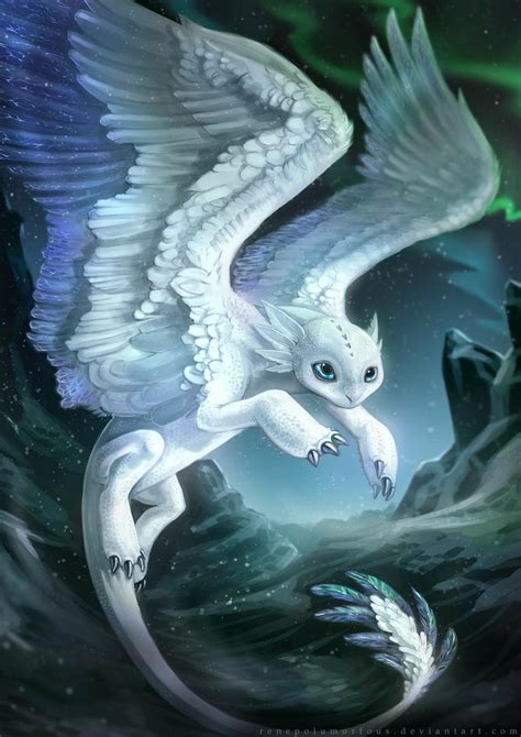 Dragon White Feathers Dragons Mythological Creatures Fantasy