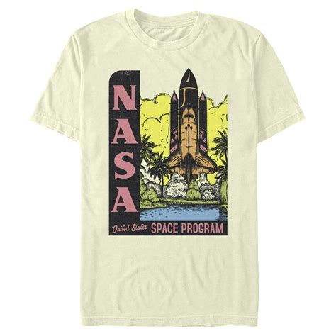 Nasa Mens Nasa Vintage Space Program Graphic Tee Beige Large