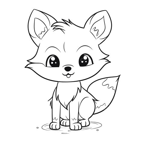 Cute Little Fox Coloring Pages Outline Sketch Drawing Vector Fox