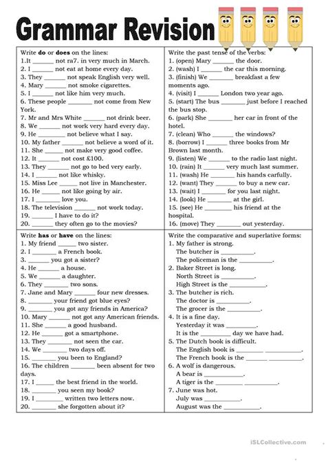 Grammar Worksheets For Esl Adults
