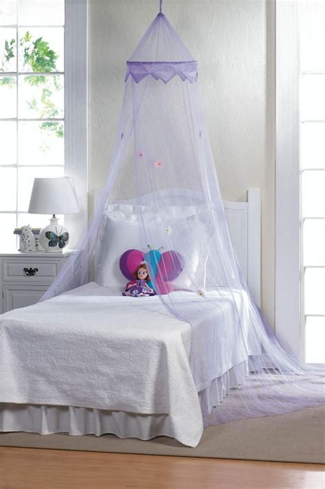 Purple Bed Canopy With Flower Ornaments In 2021 Purple Bedding Bed