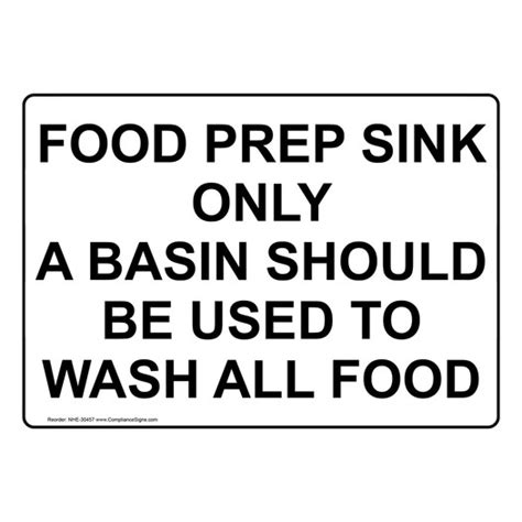 Food Prep Kitchen Safety Sign Food Prep Sink Only