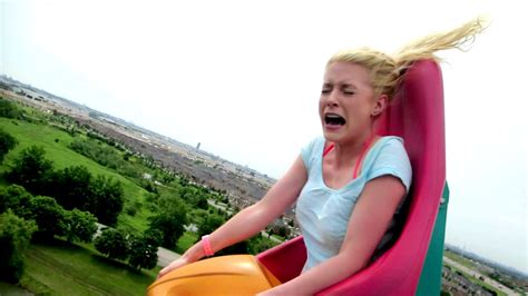 Blonde Girls Hilarious Roller Coaster Reaction