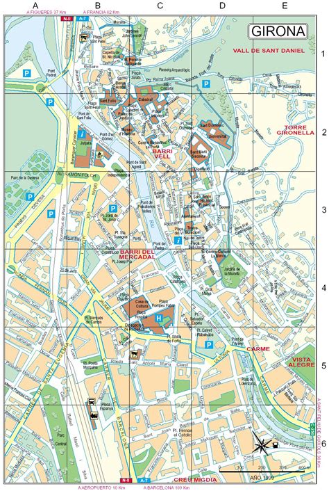 Girona Downtown Map 1999 Full Size