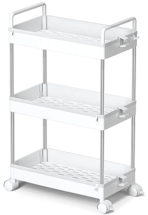 buy ronlap 3 tier classic storage rolling cart slim storage cart with wheels slide out storage
