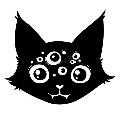 Black Cat Head With Many Eyes Stock Vector Illustration Of Graphic