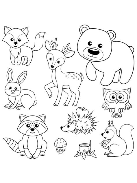 Free Forest Animals Coloring Pages Download And Print Forest Animals