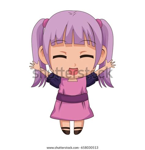 Cute Anime Chibi Little Girl Cartoon 스톡 벡터로열티 프리 658030513