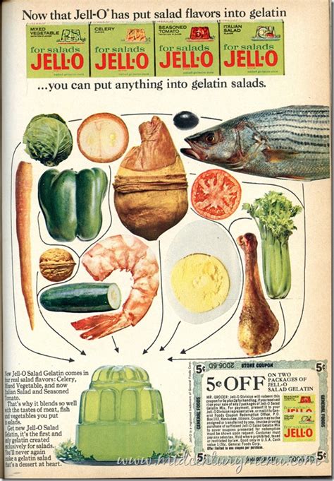 Jell O Has Put Salad Flavors In Gelatin 1965 Mid Century Menu