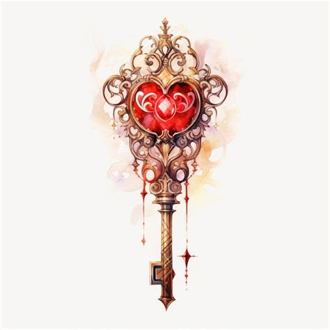 Premium Photo A Drawing Of A Key With A Heart Shaped Design That Says