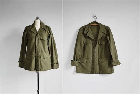 French Army Jacket Vintage Military Field Coat Womens S Etsy