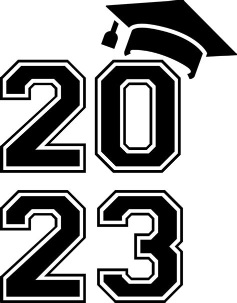 2023 Graduation Cap Svg Class Of 2023 Black And White Design Template