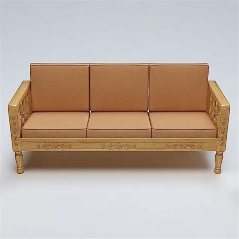Sofa Set Wooden 3d Model Max Obj 3ds Fbx Lwo Lw Lws