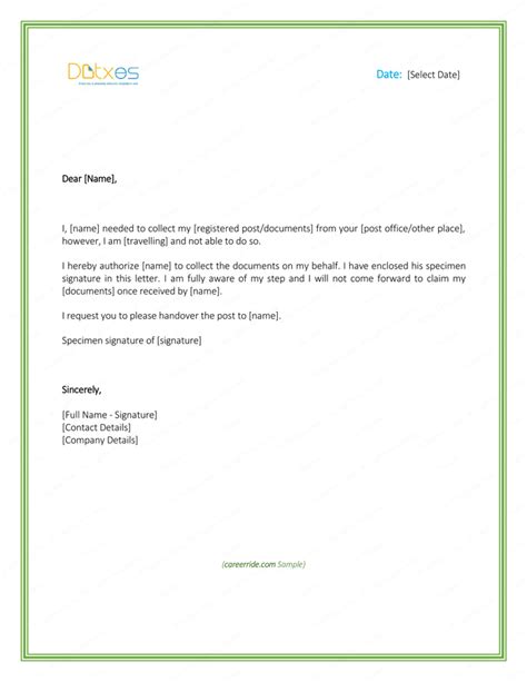 6+ Free Printable Authorization Letter Formats and Samples for Word