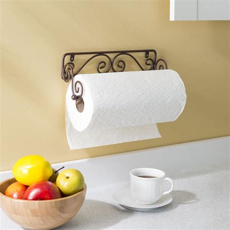 Home Basics Scroll Collection Steel Wall Mounted Paper Towel Holder B