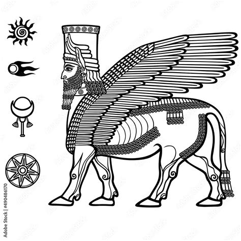 Image Of The Assyrian Mythical Deity Shedu A Winged Bull With The Head