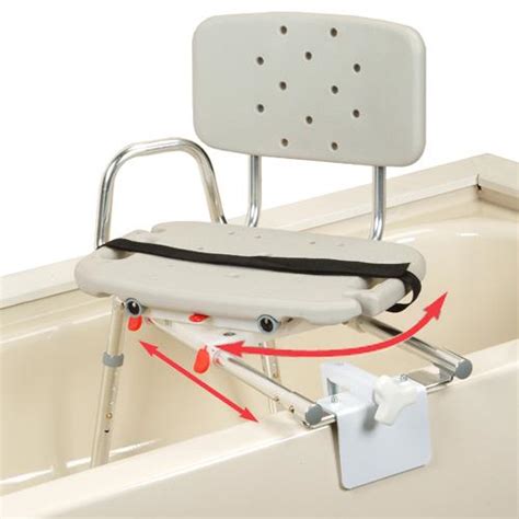 Medical bathtub bath tub shower seat chair bench shower bench without back. Snap-N-Save Sliding Tub-mount Transfer Bench with Swivel Seat