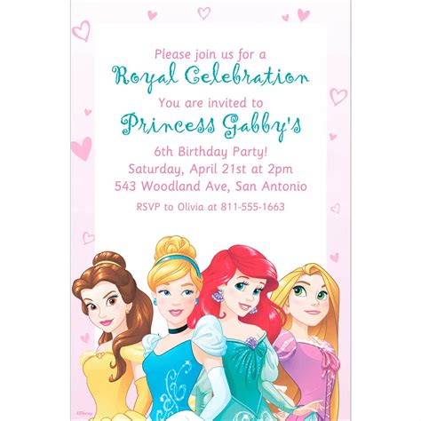 Custom Disney Princess Invitation Disney Princess Party Supplies