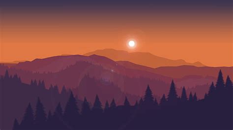 Hd Wallpaper Sunset Mountains Firewatch Minimal Silhouette Hd 4k