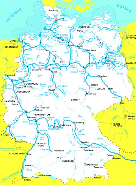 Die bundeswasserstraßen gliedern sich nach dem wasserwegerecht in binnenwasserstraßen und seewasserstraßen. Karte