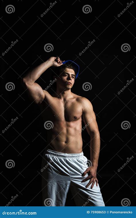 Muscle Body Sportsman In Studio Stock Image Image Of Adult Shoulder