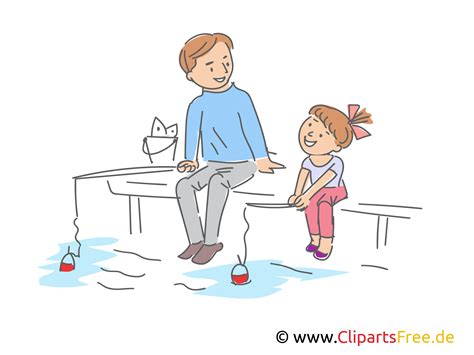 Padre E Hija Pesca Clipart Ilustración Fotografía