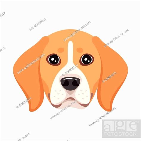 Beagle Dog Face Adorable Pet Vector Illustration Isolated On White