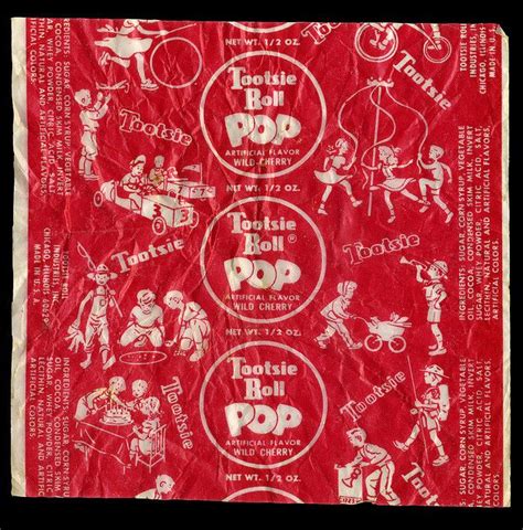 Tootsie Roll Pop Wild Cherry Birthday Cake Candy Wrapper 1970s