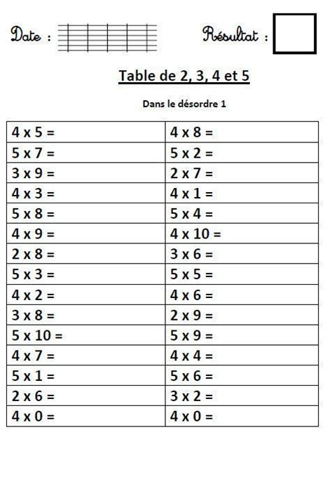 Exercice Table De Multiplication 6 7 8 9 A Imprimer Debra Deans