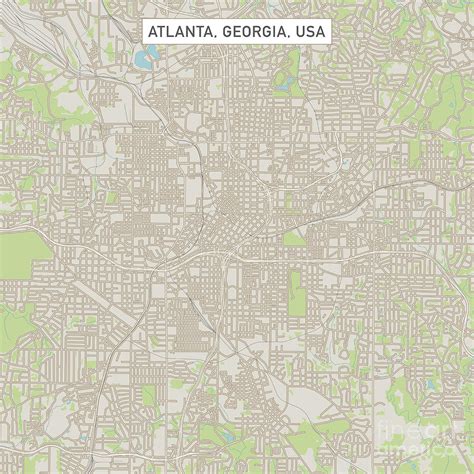 Atlanta Georgia Us City Street Map Digital Art By Frank Ramspott Fine