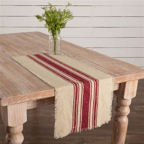 Vintage Burlap Stripe Red 36 Inch Table Runner The Weed Patch