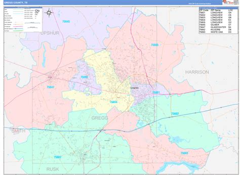 Gregg County Tx Zip Code Maps Color Cast