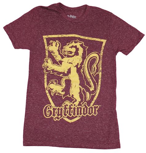 Harry Potter Mens T Shirt Distressed Gryffindor Lion Crest