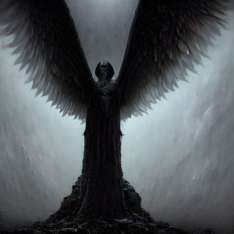 Dark Fantasy Shadow Angel With Full Spread Wingspan Ai Generated