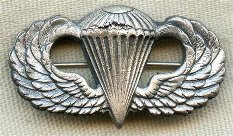 Ext Rare Wwii Us Army Paratrooper Badge By Norsid In Sterling Pressure
