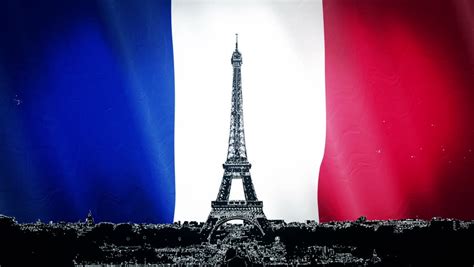 French Flag On A Background Of The Eiffel Tower Ntsc Stock Footage