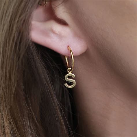 Ct Gold Vermeil Personalised Initial Hoop Earrings By Holly Blake