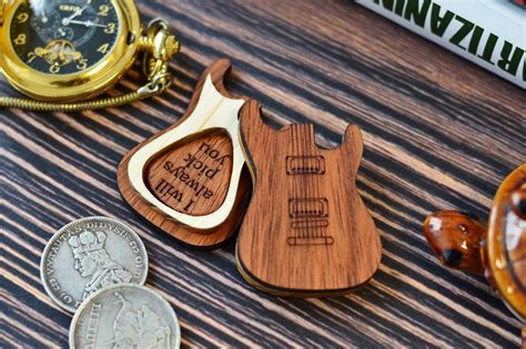 Personalized Guitar Pick Wooden Pick Box Custom Pick With Etsy