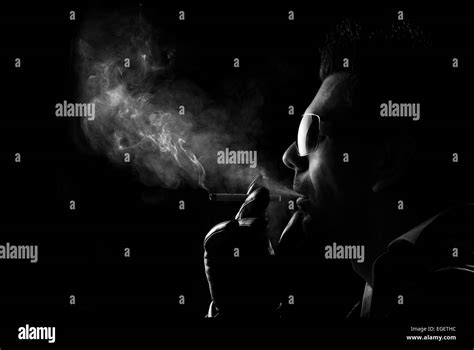 Smoker Blows Smoke Black And White Stock Photos And Images Alamy