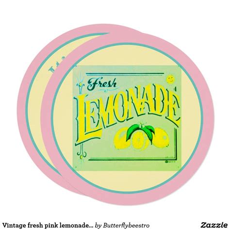 Vintage Fresh Pink Lemonade Sign Invitation Pinklemonadeinvitation
