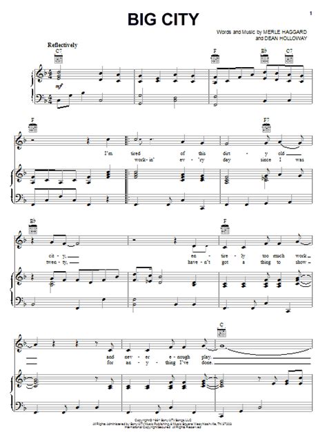 Big City Sheet Music Merle Haggard Piano Vocal And Guitar Chords