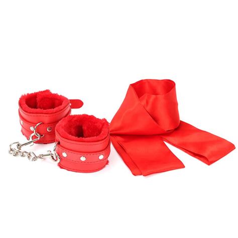 Factory Four Colors Pu Leather Handcuff Satin Blindfold Bdsm Bondage Set Sm Slave Adult Sex