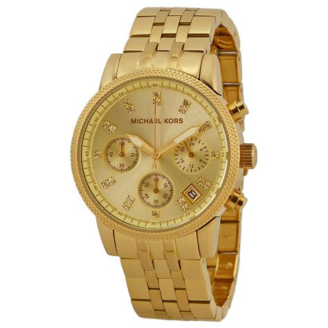 Michael kors chronograph quartz steel ladies watch w/ crystals. Michael Kors Ritz Chronograph Gold-Tone Ladies Watch ...