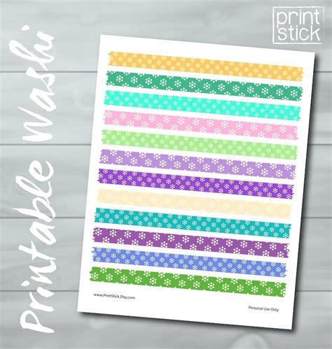 Printable Washi Tape  Sheet Floral Washi Perfect For Etsy
