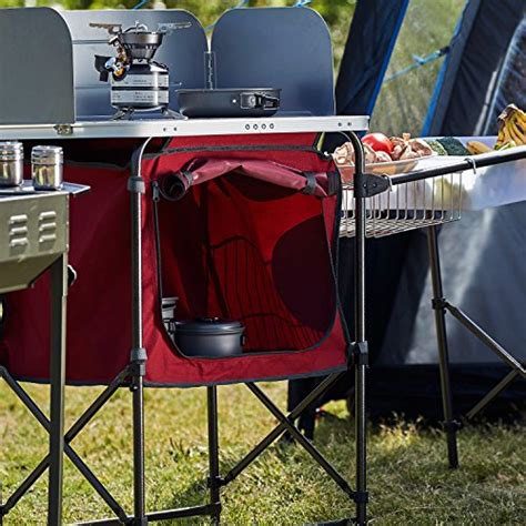 The sherpa camp table & organizer is crafted with a 600 denier fabric for maximum durability. PORTAL Portable Camp Kitchen Table Deluxe Outdoor Cooking ...