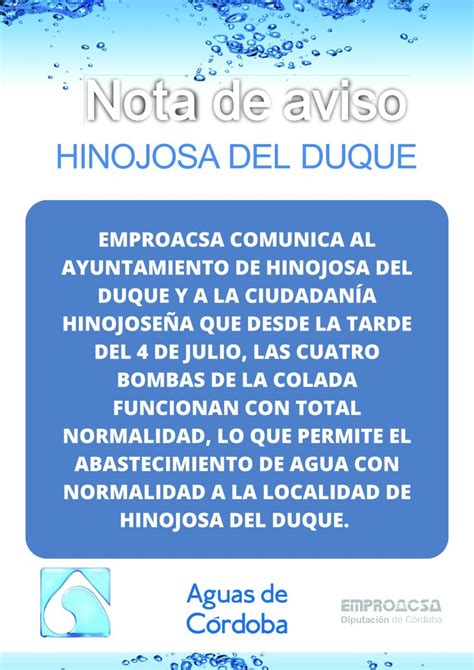 Nota De Aviso Ayuntamiento De Hinojosa Del Duque