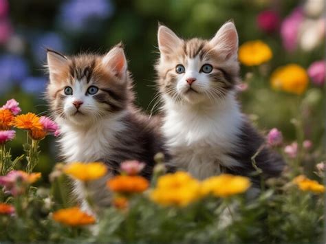 Premium Photo Portrait Photo Of Cute And Fluffy Kittens In Garden