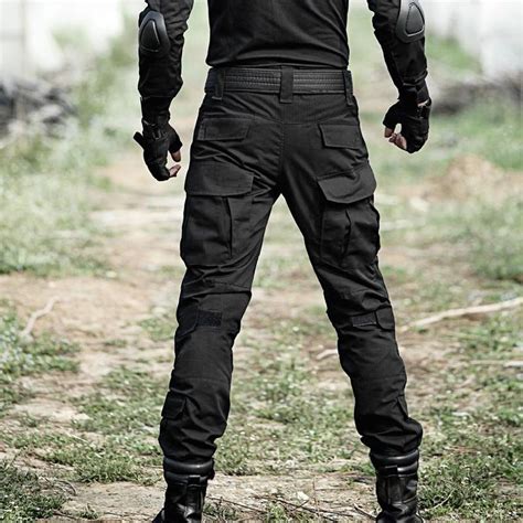 Mens Cargo Pants Military Camouflage Knee Pads Black Tactical Pants Cargo Pants Men