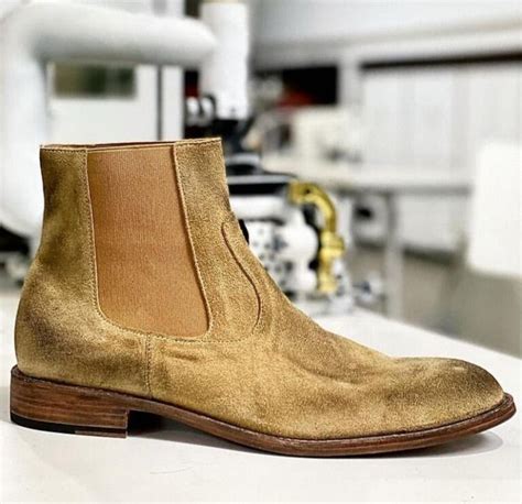 new handmade pure beige suede leather chelsea boots for men s footeria